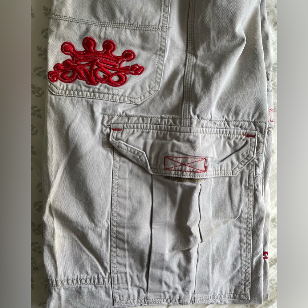 Vintage JNCO Cargo Pants with Red Embroidery 36